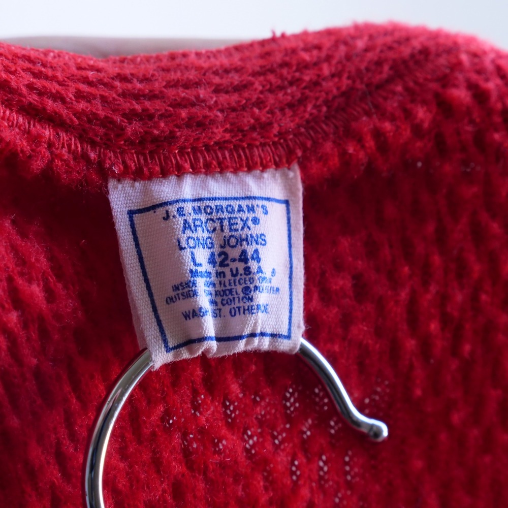 Great vintage 90s red waffle cotton/poly long johns‎ onesie - Picture 4 of 8